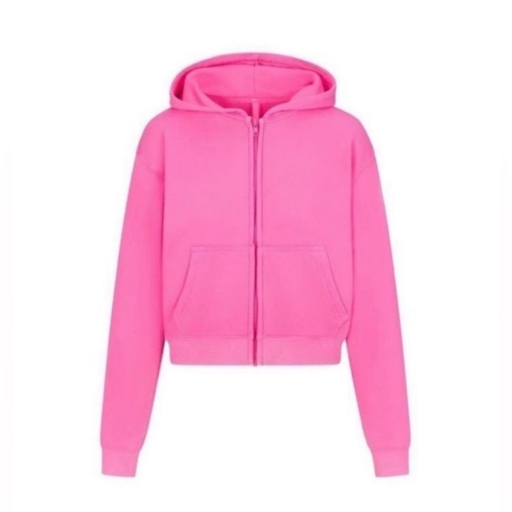 Rare Skims Hot Pink Terry French Zip Up Hoodie